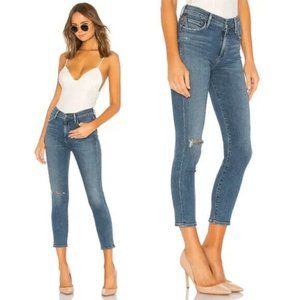 AgoldE Nico High Rise Slim Crop Knee Tear Button Fly Jean in Shoreline